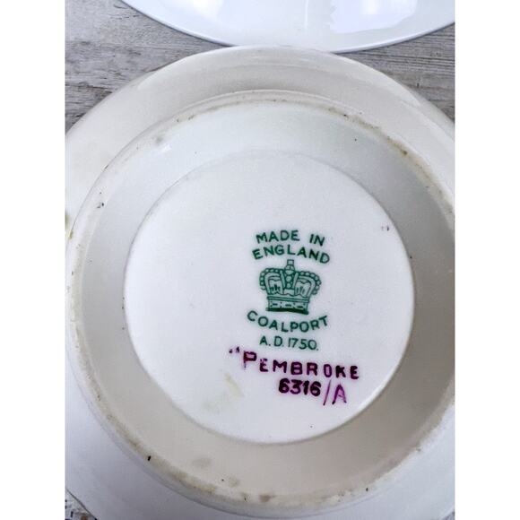 Vintage Coalport Pembroke Hand Painted 2 Handled Soup Bowls Saucers Birds Floral - Picture 4 of 11